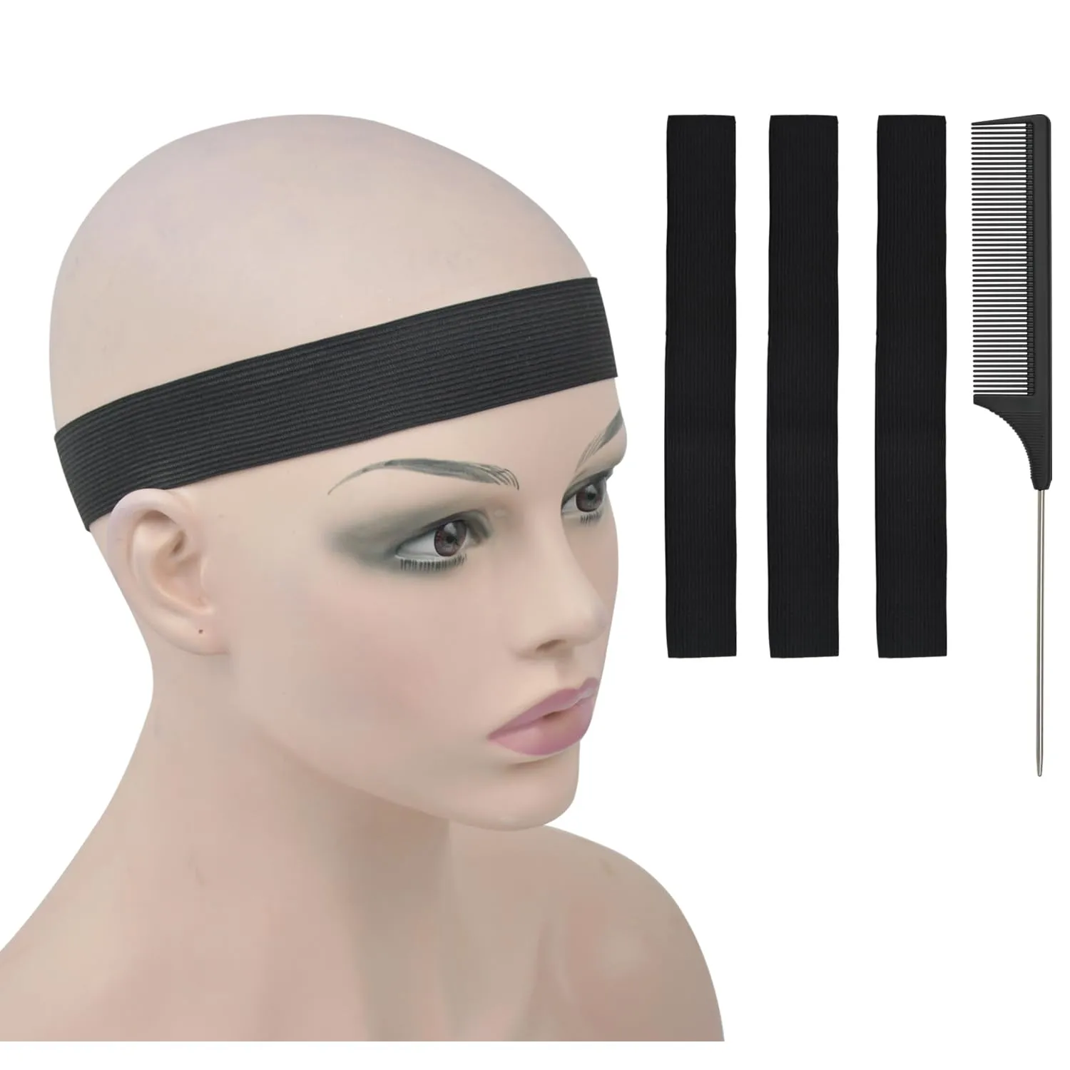 3 Pcs Elastic Band Lace Melting Bands Adjustable Wig Headbands for Lace Frontal Laying (Width 1.2 Inch)