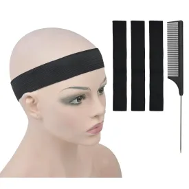 3 Pcs Elastic Band Lace Melting Bands Adjustable Wig Headbands for Lace Frontal Laying (Width 1.4 Inch)