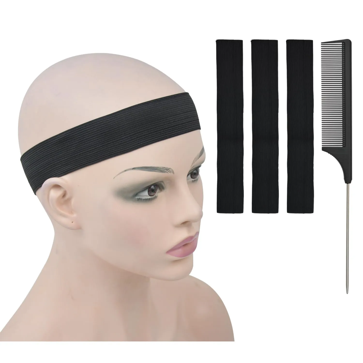 3 Pcs Elastic Band Lace Melting Bands Adjustable Wig Headbands for Lace Frontal Laying (Width 1.4 Inch)