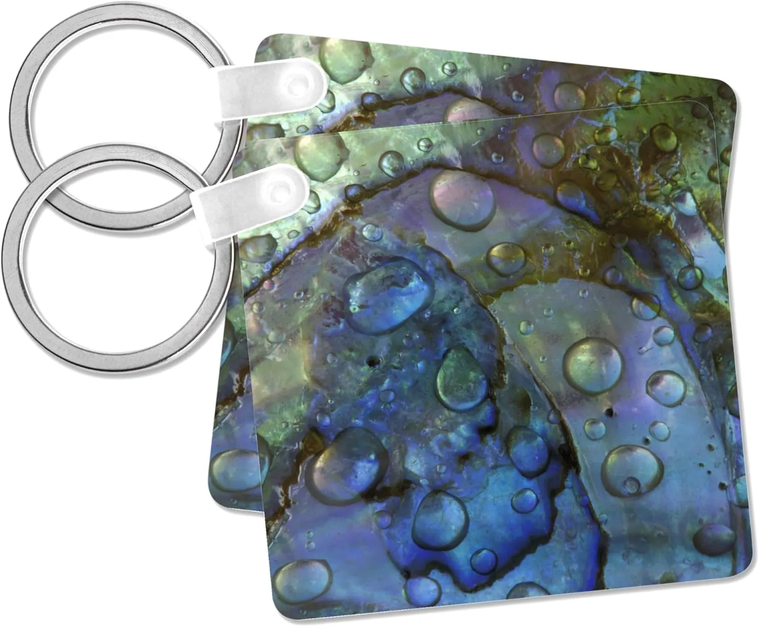 3dRose, Abalone shell with water drops, artistic abstract - NA01 BJA0030 - Jaynes Gallery, Key Chain