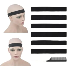6 Pcs Elastic Band Lace Melting Bands Adjustable Wig Headbands for Lace Frontal Laying (Width 1.2 Inch)