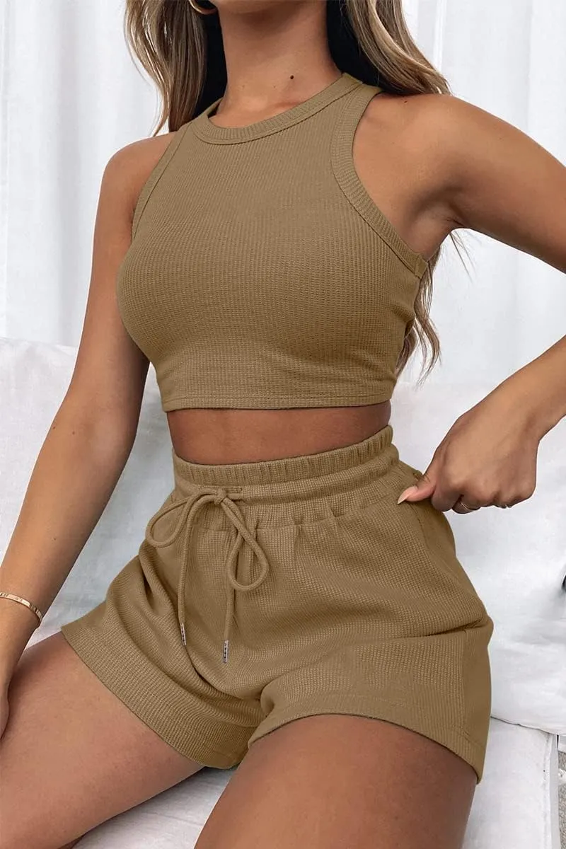 AUTOMET Womens 2 Piece Shorts Lounge Sets Two Piece Summer Workout Outfits Beach Vacation Trendy 2025 Clothes