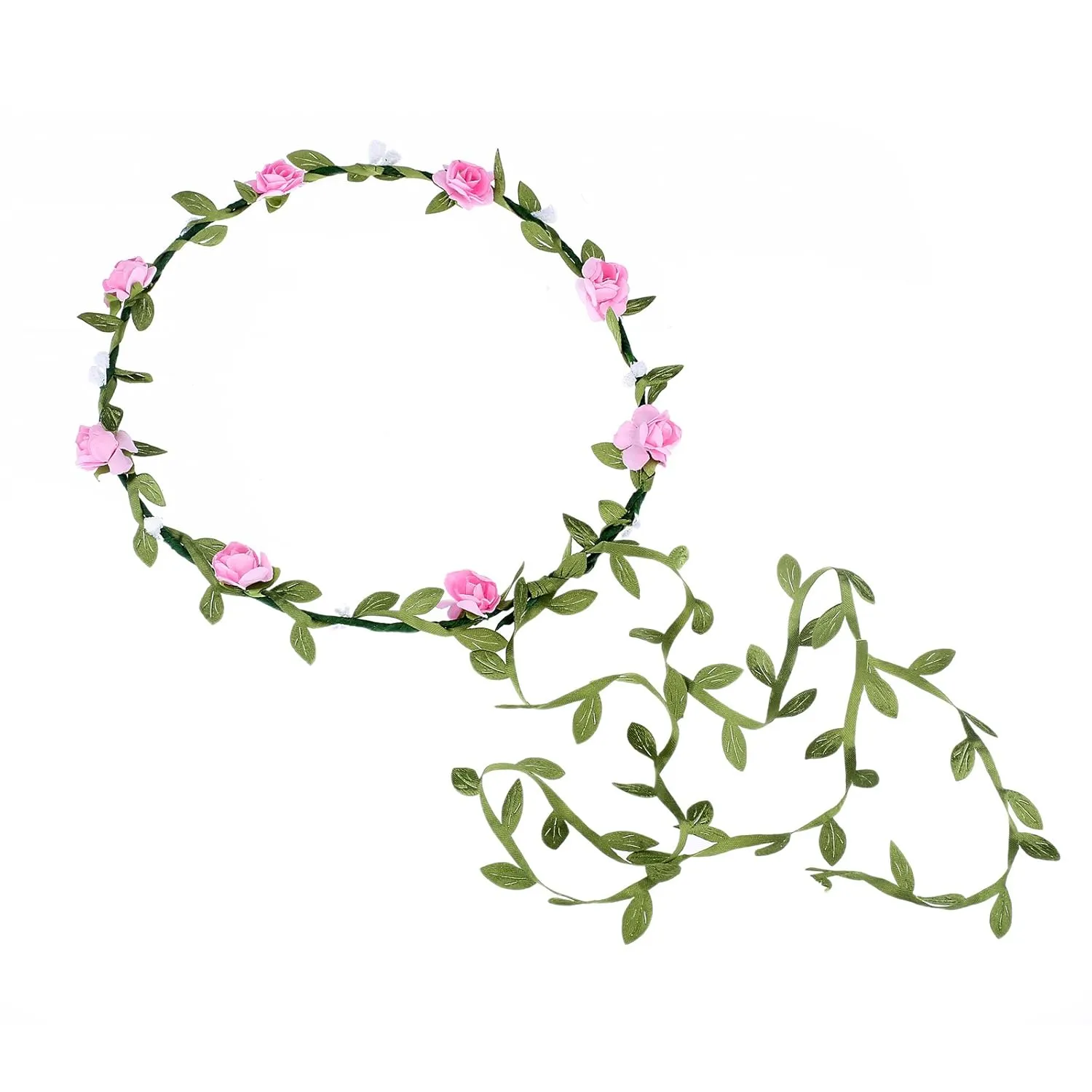 AWAYTR 2Pcs Fashion for Bohemian Style Wedding Bride Bridal Headdress Floral Flower Garland Headwear Headbands (Cream white pink)