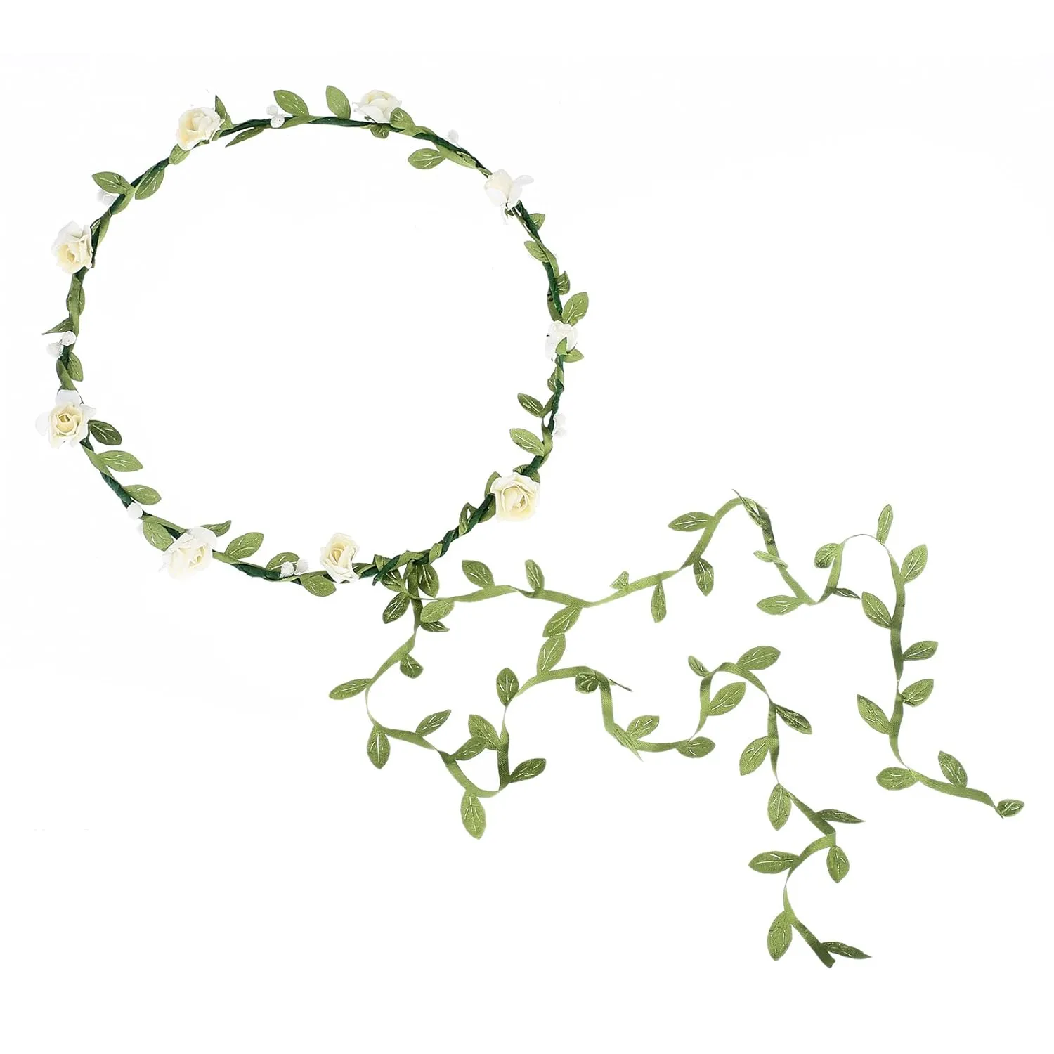 AWAYTR 2Pcs Fashion for Bohemian Style Wedding Bride Bridal Headdress Floral Flower Garland Headwear Headbands (Cream white pink)