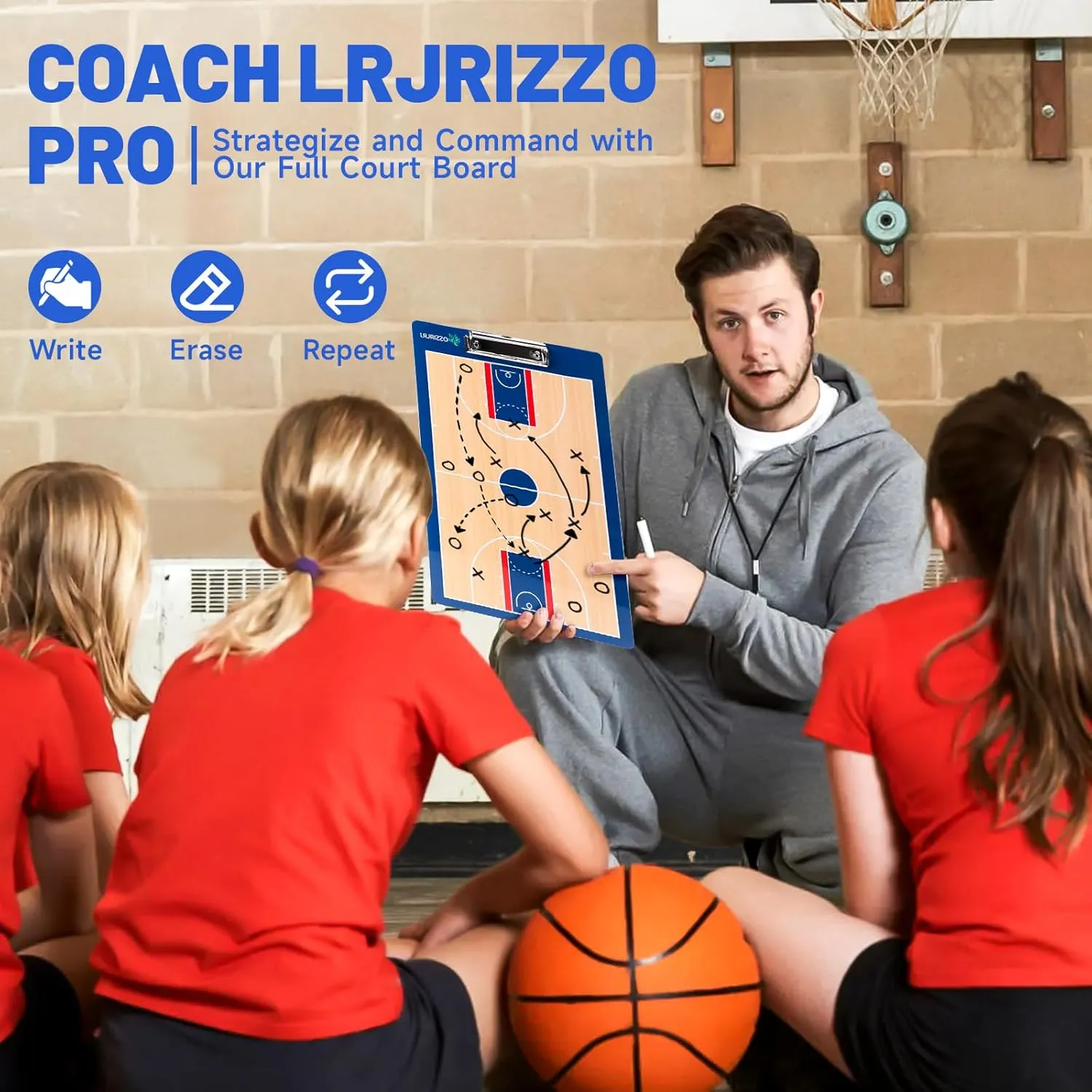 Basketball Dry Erase Coaches ClipboardBasketball Clipboard for Coaches Double-Sided Basketball White Board for Coaches Writable and Erasable Basketball Dry Erase Board for Coaches Gift