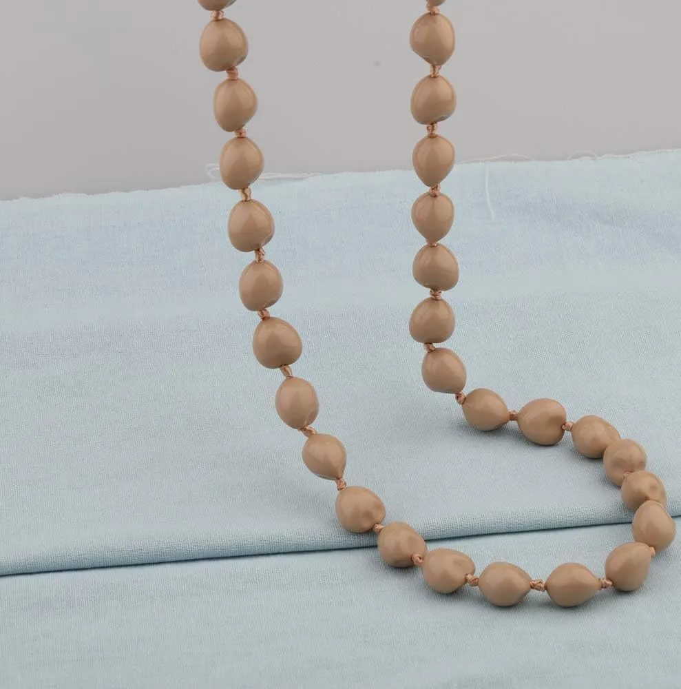 BNQL Chunky Hawaiian Kukui Nut Lei Necklace with Ribbon Bow Closure Graduation Gift