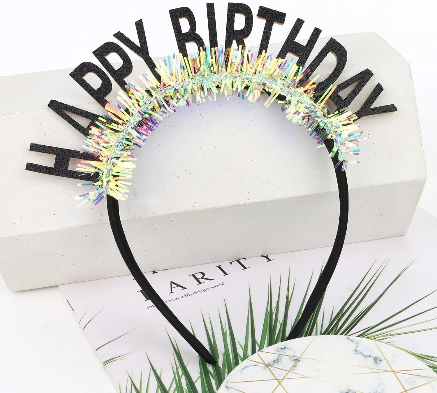 CIEHER Birthday Crown Birthday Headband, Birthday Headband, Happy Birthday Headband for Women Girls, Birthday Girl Headband, Birthday Tiara Happy Birthday Decorations, Birthday Gifts - Black
