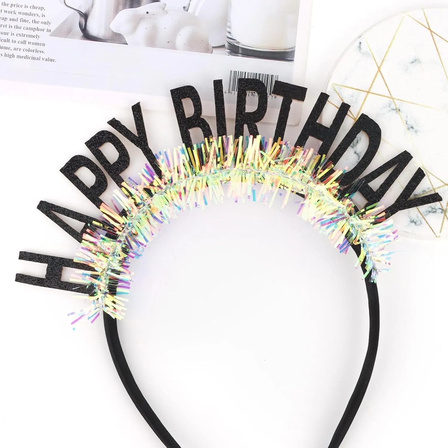 CIEHER Birthday Crown Birthday Headband, Birthday Headband, Happy Birthday Headband for Women Girls, Birthday Girl Headband, Birthday Tiara Happy Birthday Decorations, Birthday Gifts - Black