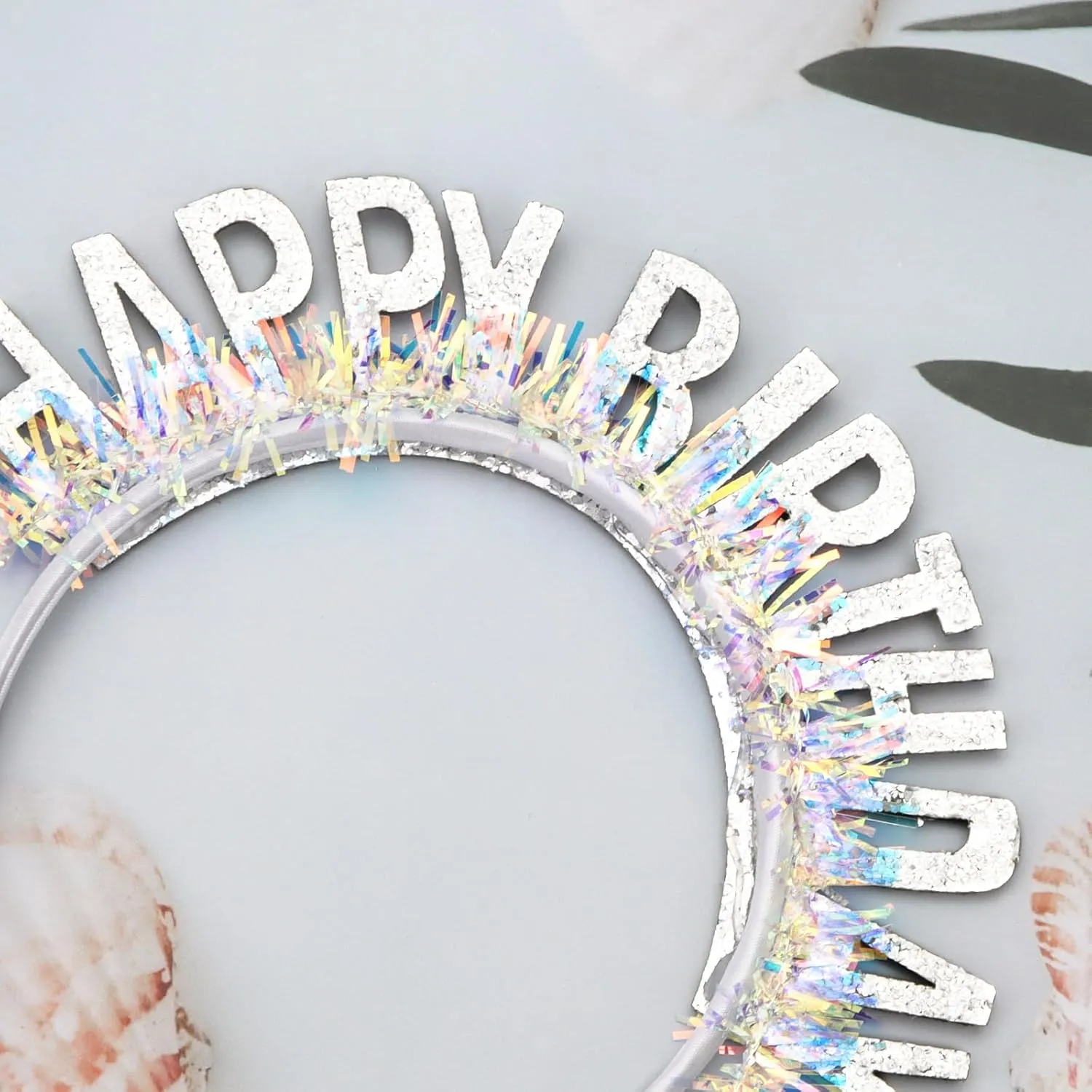 CIEHER Hairband, Birthday Crown Headband Plastic, Laser Sequins, Silver Glitter Letters, Shining, Durable and Non-fading, One size fits Women & Girls, Best Birthday Gift