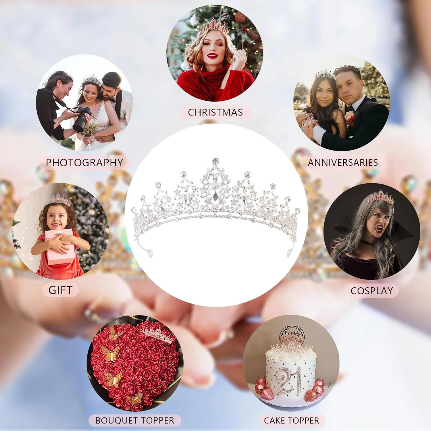 Crystal Crown and Tiara For Women - Rhinestone Headband For Princess Girls,Bridal Hair Accessories For Weddings Birthday