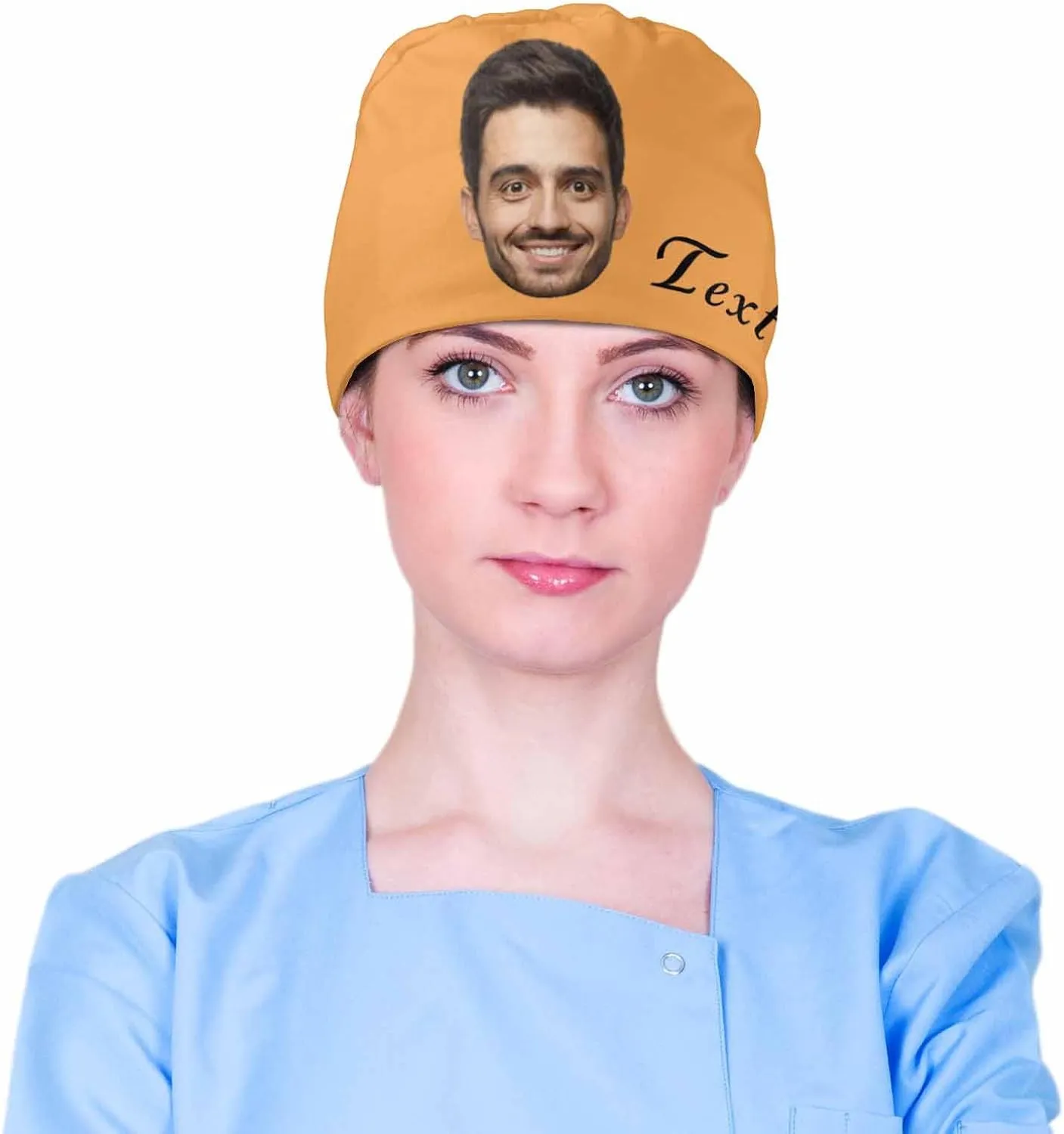 Custom Scrub Caps for Women Men Personalized Nurse Scrub Hat with Face Name Text Customized Photo Surgical Cap
