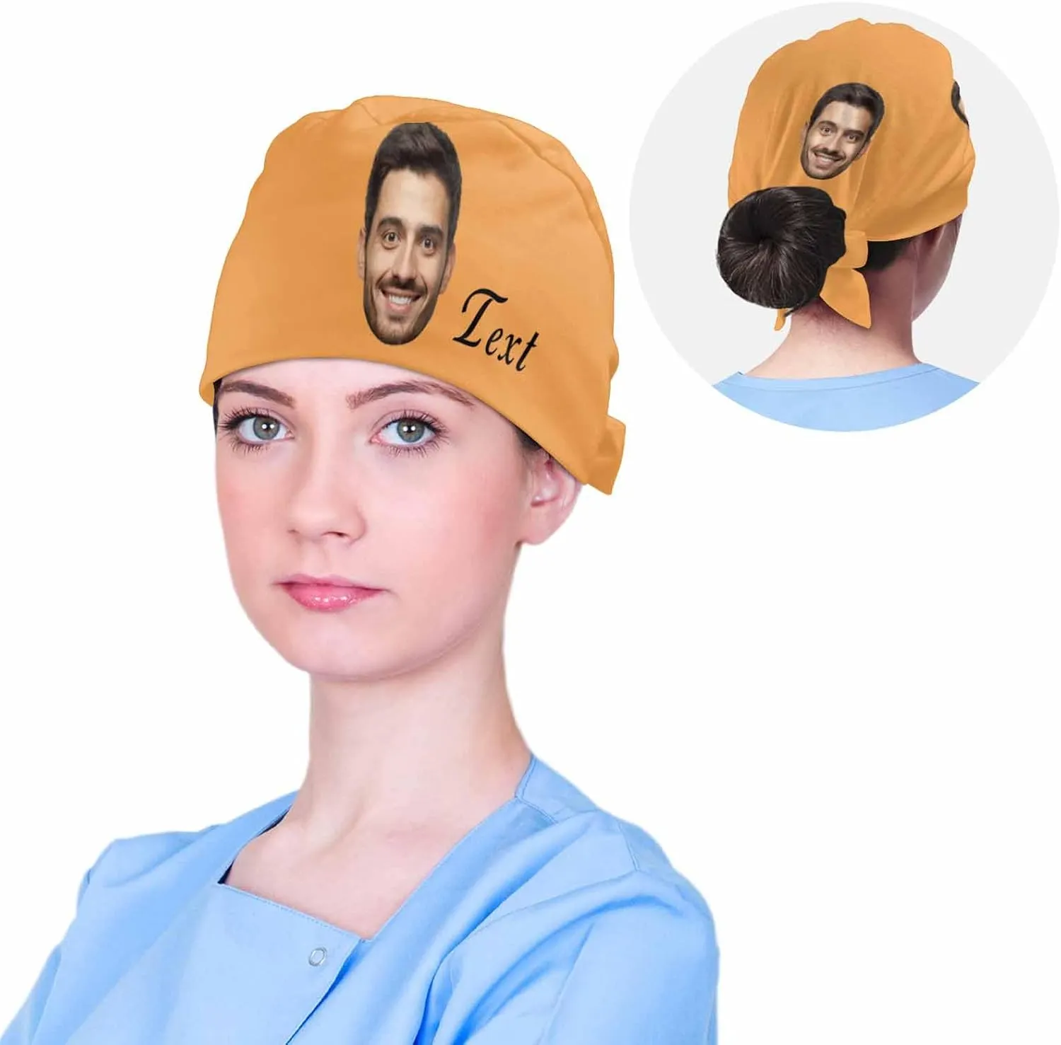 Custom Scrub Caps for Women Men Personalized Nurse Scrub Hat with Face Name Text Customized Photo Surgical Cap