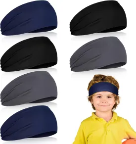 Deekin 6 Pcs Sweatbands for Kids Soccer Headbands Boys for Sports Breathable Sweat Wicking Headband for Kids Athletic Football Baseball Youth 5-15 Years Old