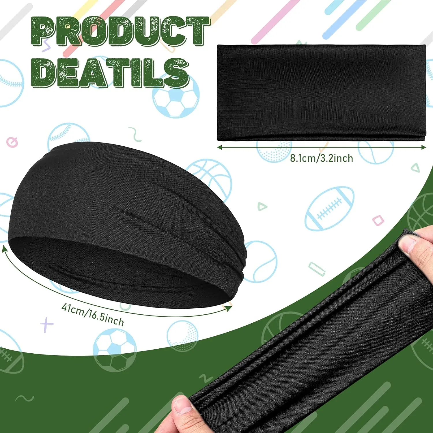 Deekin 6 Pcs Sweatbands for Kids Soccer Headbands Boys for Sports Breathable Sweat Wicking Headband for Kids Athletic Football Baseball Youth 5-15 Years Old