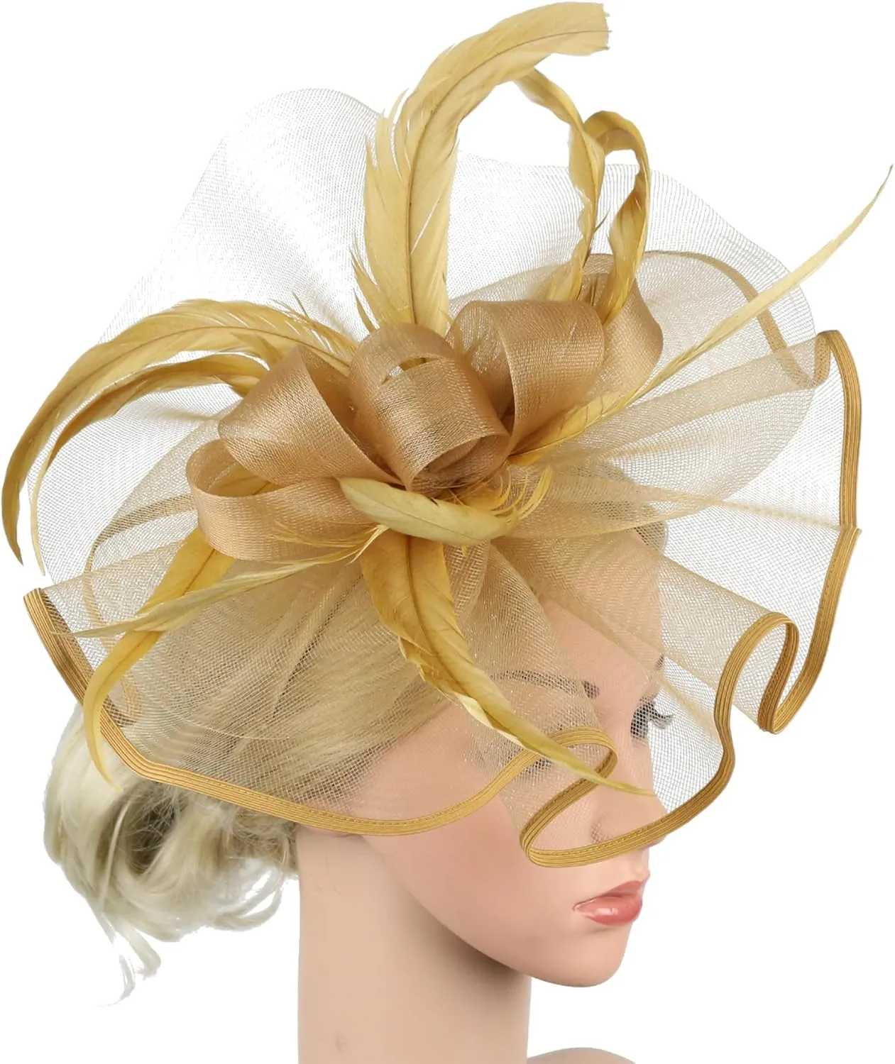 Dodheah Fascinators Hat for Women Tea Party Derby Hats Pillbox Hat Flower Feathers Wedding Headwear with Headband Hair Clip