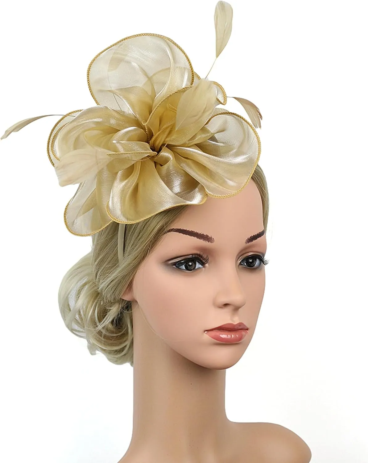 Dodheah Fascinators Hat for Women Tea Party Derby Hats Pillbox Hat Flower Feathers Wedding Headwear with Headband Hair Clip