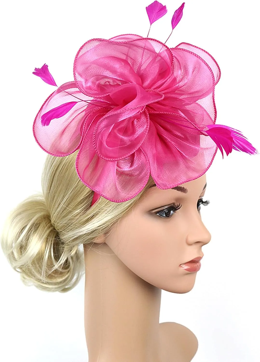 Dodheah Fascinators Hat for Women Tea Party Derby Hats Pillbox Hat Flower Feathers Wedding Headwear with Headband Hair Clip
