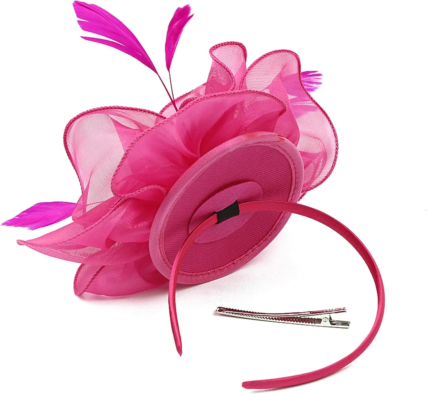 Dodheah Fascinators Hat for Women Tea Party Derby Hats Pillbox Hat Flower Feathers Wedding Headwear with Headband Hair Clip