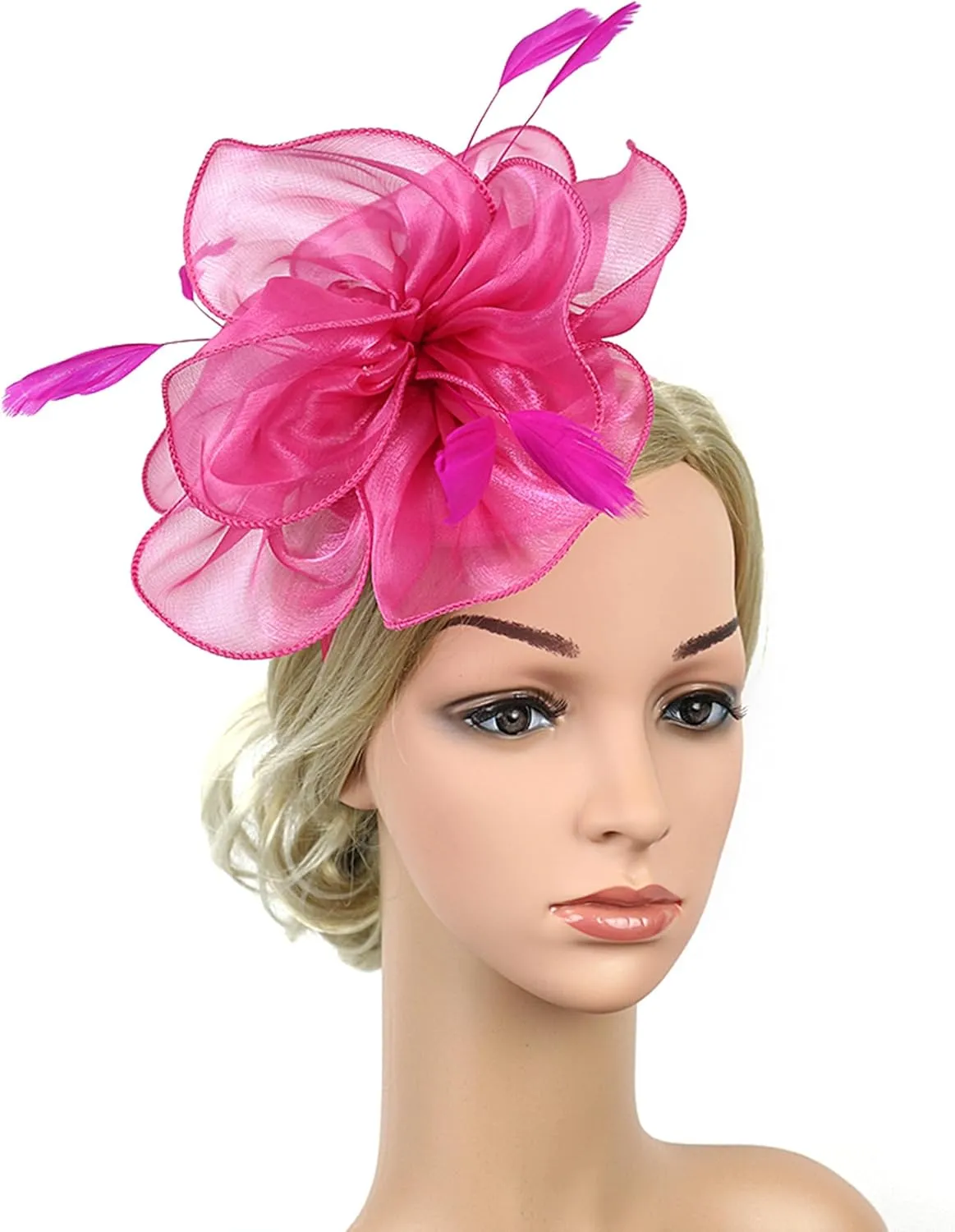 Dodheah Fascinators Hat for Women Tea Party Derby Hats Pillbox Hat Flower Feathers Wedding Headwear with Headband Hair Clip