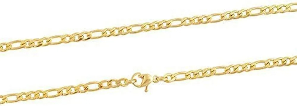Edforce Stainless Steel 20 inch Figaro Link Chain Cross Necklace and Matching Bracelet, 20"