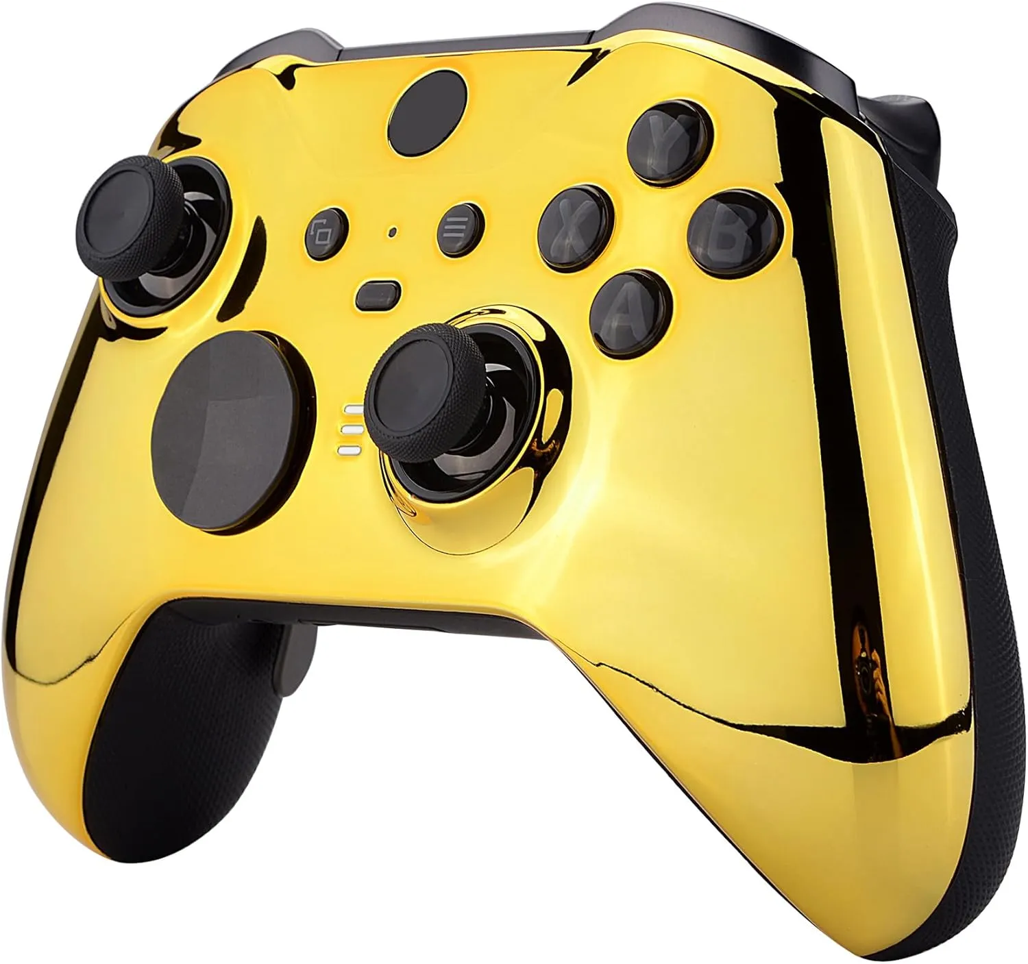 eXtremeRate Chrome Gold Edition Glossy Faceplate Cover, Front Housing Shell Replacement Kit for Xbox One Elite Series 2 - Controller Not Included