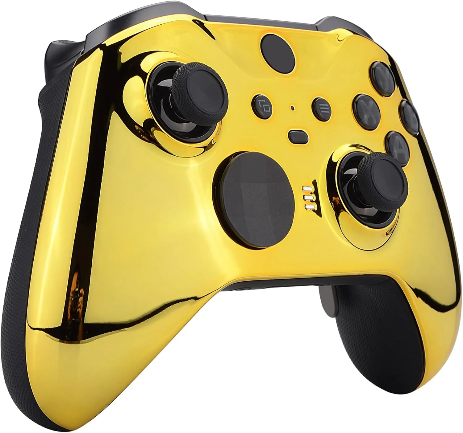 eXtremeRate Chrome Gold Edition Glossy Faceplate Cover, Front Housing Shell Replacement Kit for Xbox One Elite Series 2 - Controller Not Included
