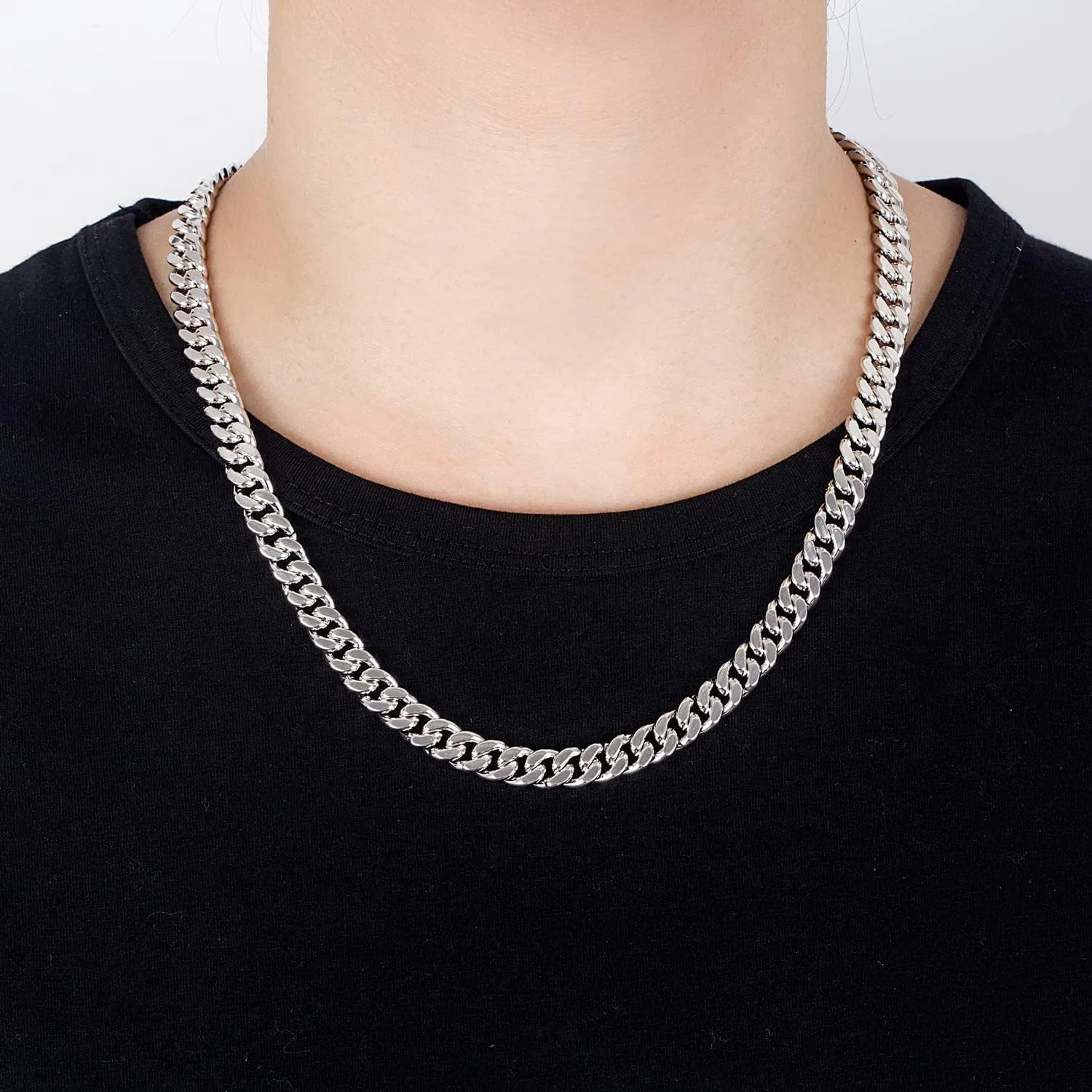 Fashion 925 Sterling Silver Solid Miami Cuban Link Chain Necklace 8MM & 12MM- Curb Cuban Thick Big Link Choker For Men 20 "22" 24 "26" 28" Fine Jewelry