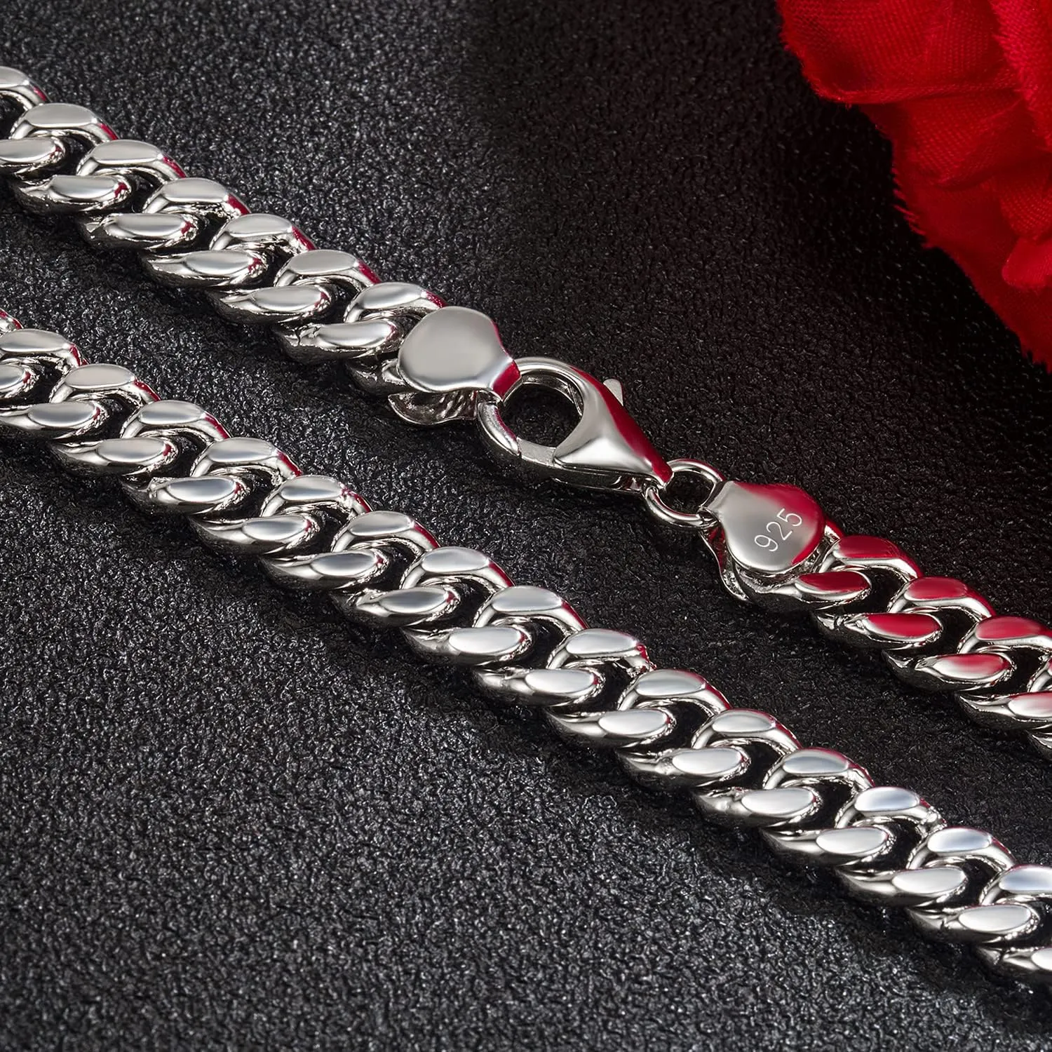 Fashion 925 Sterling Silver Solid Miami Cuban Link Chain Necklace 8MM & 12MM- Curb Cuban Thick Big Link Choker For Men 20 "22" 24 "26" 28" Fine Jewelry