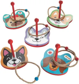 Fun Express Puppy Dog Ring Toss Game - Includes 5 Bases and 6 Rope Rings - Party Games - VBS Vacation Bible School Supplies/Decor