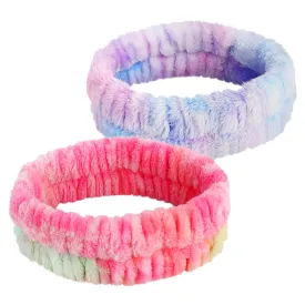 Headband for Washing Face, 2Pcs Spa Headbands, Dye Makeup Headband, Face wash Headband Women, Microfiber Women Headbands for Facial Clean, Skincare Shower Elastic Headband