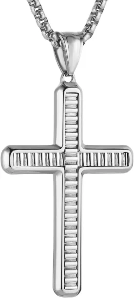 HZMAN Cross Necklace for Men Women High Polished Stainless Steel Cross Pendant Christian Faith Protection Jewelry Gift