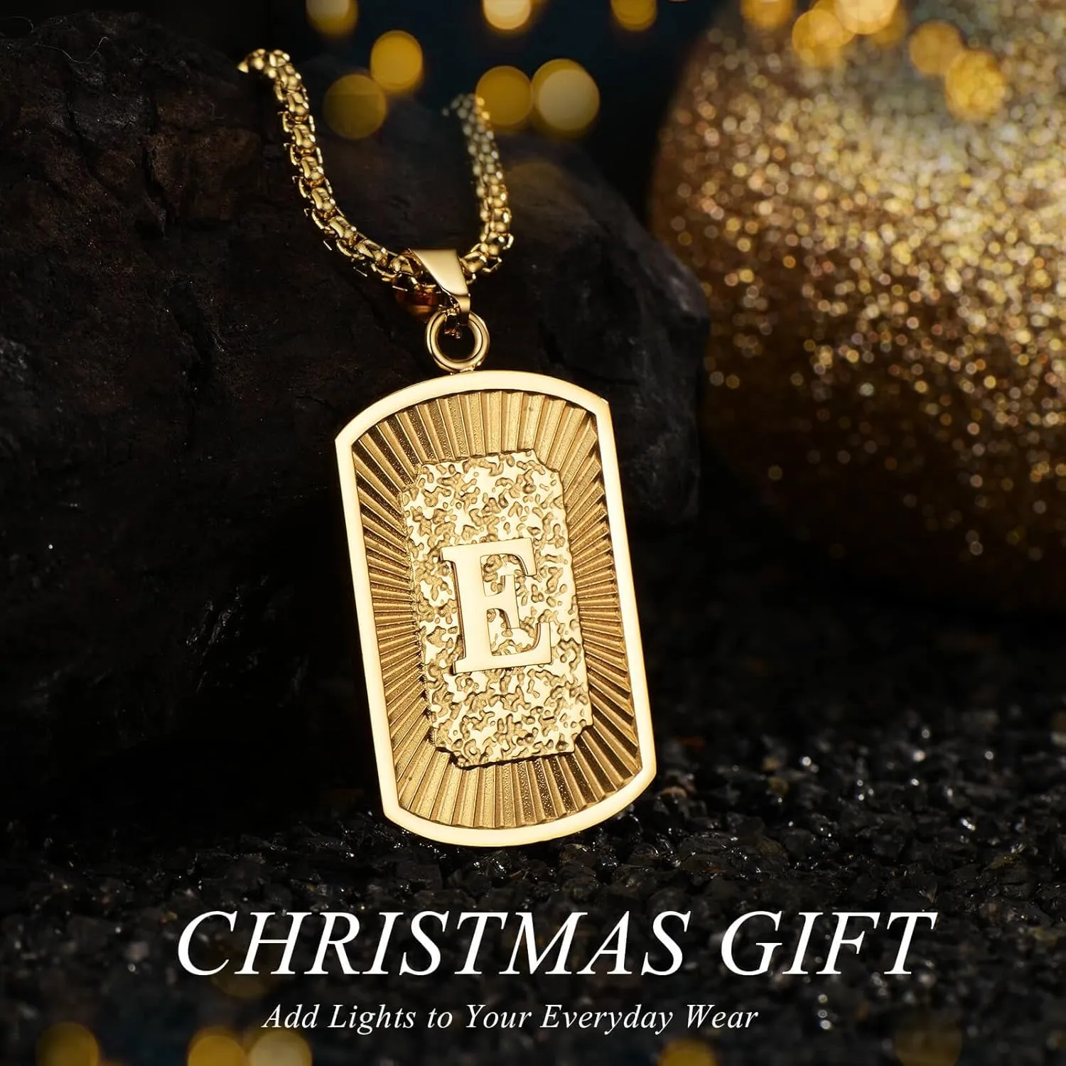 Initial A-Z Letter Pendant Necklace Mens Womens Capital Letter Yellow Gold Plated Stainless Steel Box Chain Mens Chain,Birthday Gifts for Men Teens