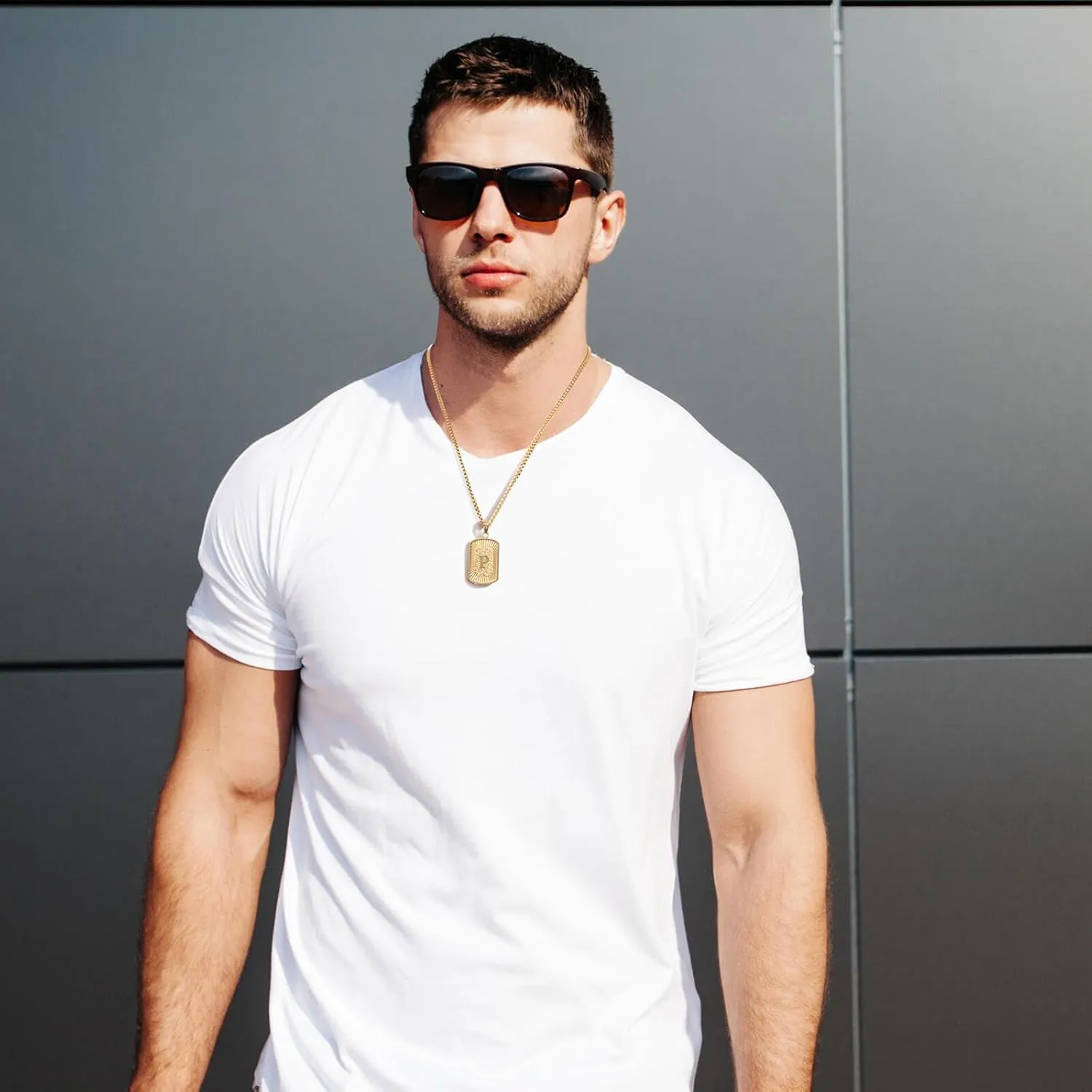 Initial A-Z Letter Pendant Necklace Mens Womens Capital Letter Yellow Gold Plated Stainless Steel Box Chain Mens Chain,Birthday Gifts for Men Teens
