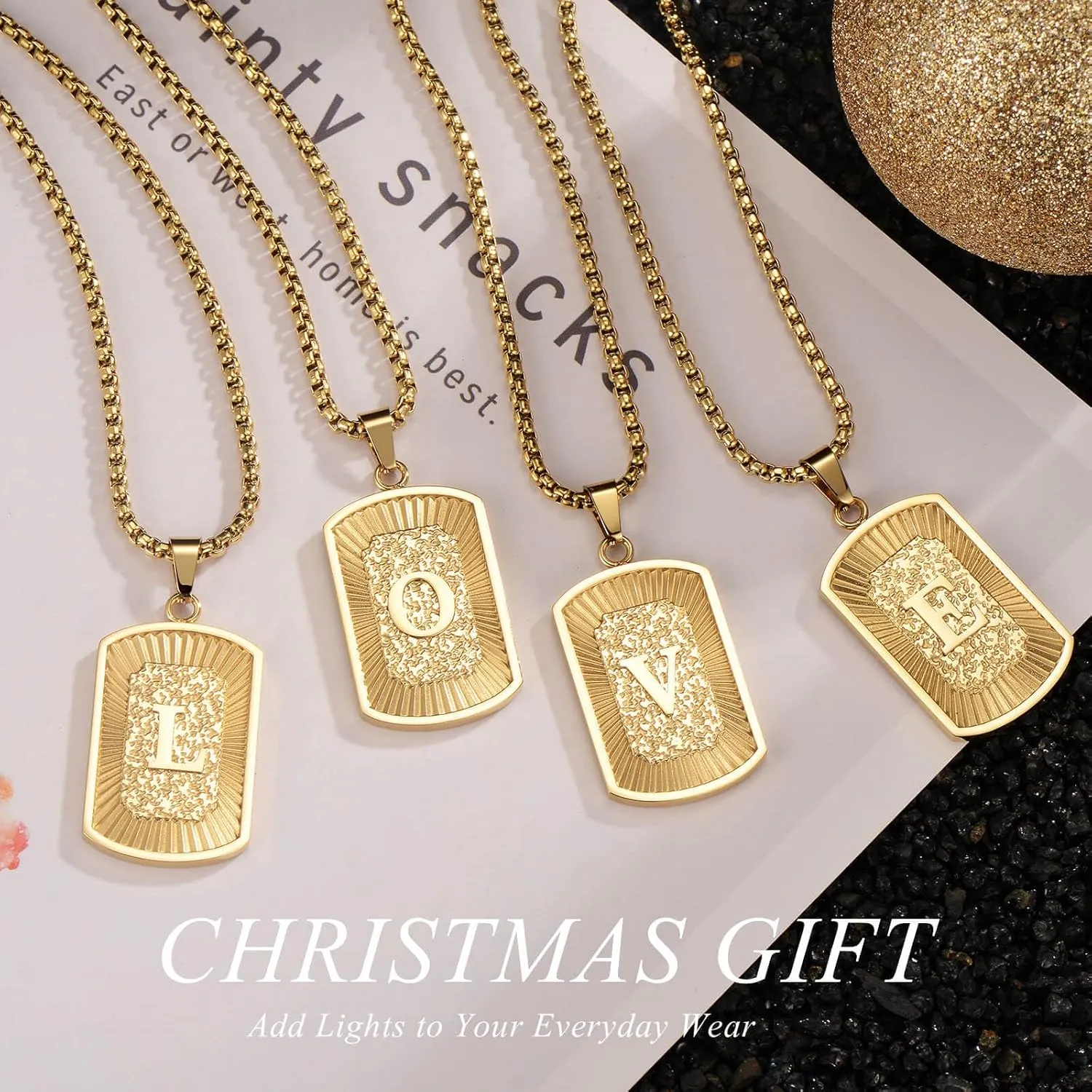 Initial A-Z Letter Pendant Necklace Mens Womens Capital Letter Yellow Gold Plated Stainless Steel Box Chain Mens Chain,Birthday Gifts for Men Teens