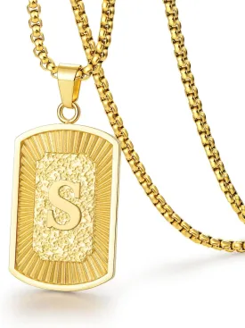 Initial A-Z Letter Pendant Necklace Mens Womens Capital Letter Yellow Gold Plated Stainless Steel Box Chain Mens Chain,Birthday Gifts for Men Teens