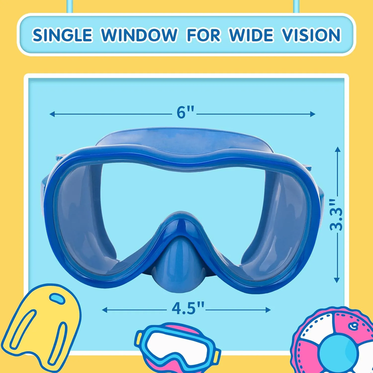 Kids Swim Goggles, Snorkel Mask Diving Mask Swimming Goggles with Nose Cover and Wide Elastic Straps Cover with Mesh Bag & Ear Plugs