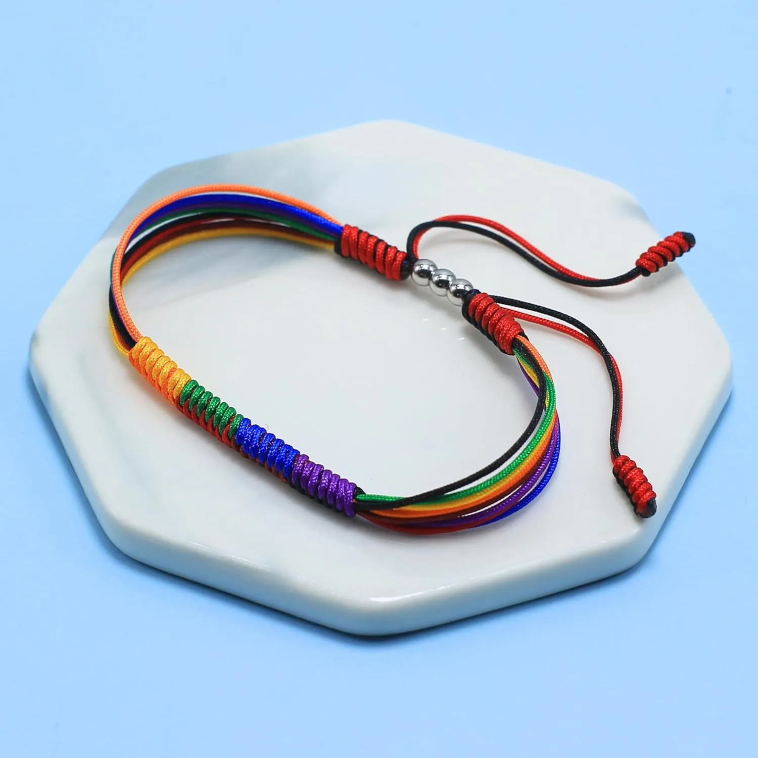 LAMIBEE LGBTQ String Bracelet, LGBTQ Pride Things Stuff Gifts, LGBTQ  Surfer Style Wrist Wrap Bracelet, Amulet and Boho Rope Bracelet Bangles for Women Men (LGBTQ Pride)