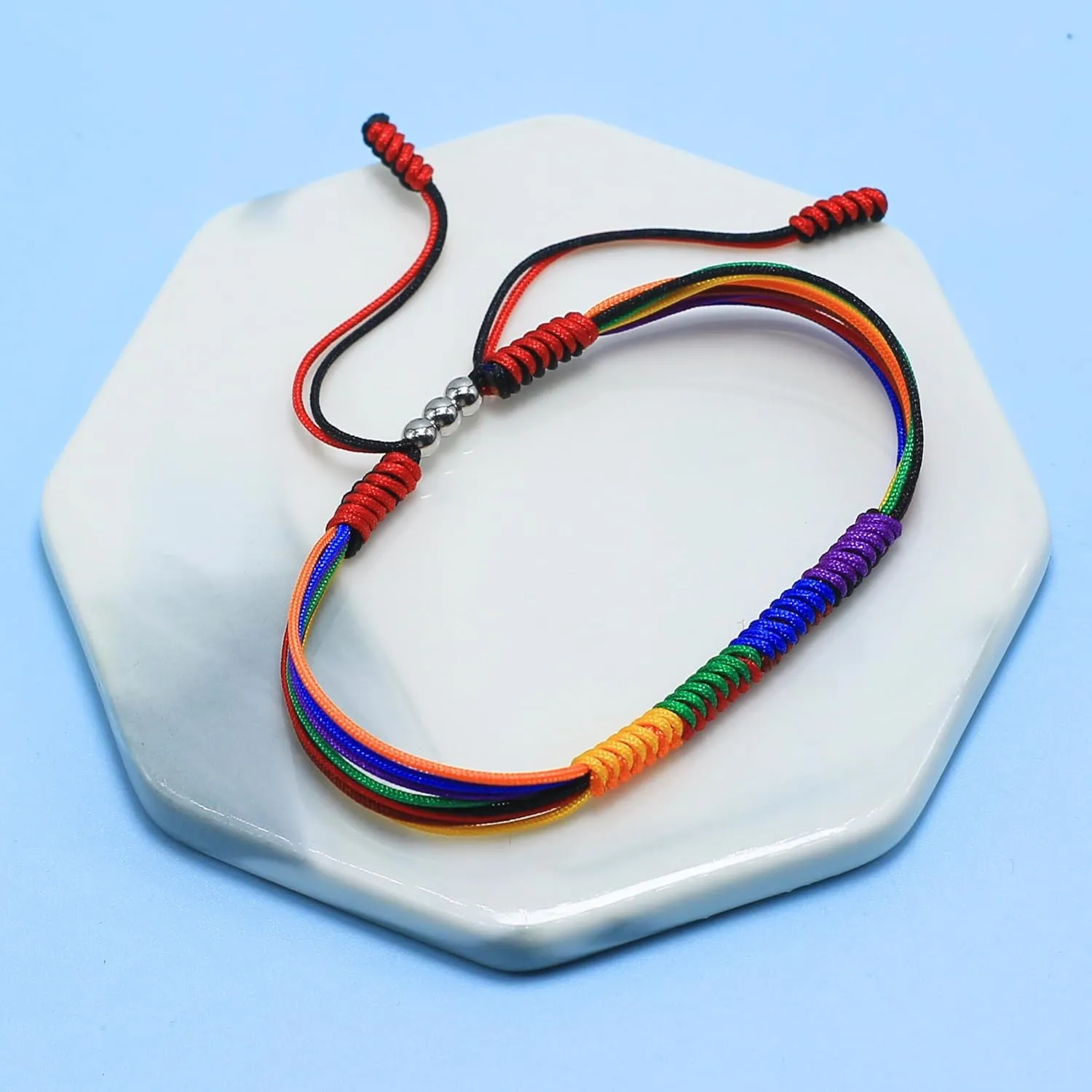 LAMIBEE LGBTQ String Bracelet, LGBTQ Pride Things Stuff Gifts, LGBTQ  Surfer Style Wrist Wrap Bracelet, Amulet and Boho Rope Bracelet Bangles for Women Men (LGBTQ Pride)