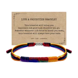 LAMIBEE LGBTQ String Bracelet, LGBTQ Pride Things Stuff Gifts, LGBTQ  Surfer Style Wrist Wrap Bracelet, Amulet and Boho Rope Bracelet Bangles for Women Men (LGBTQ Pride)