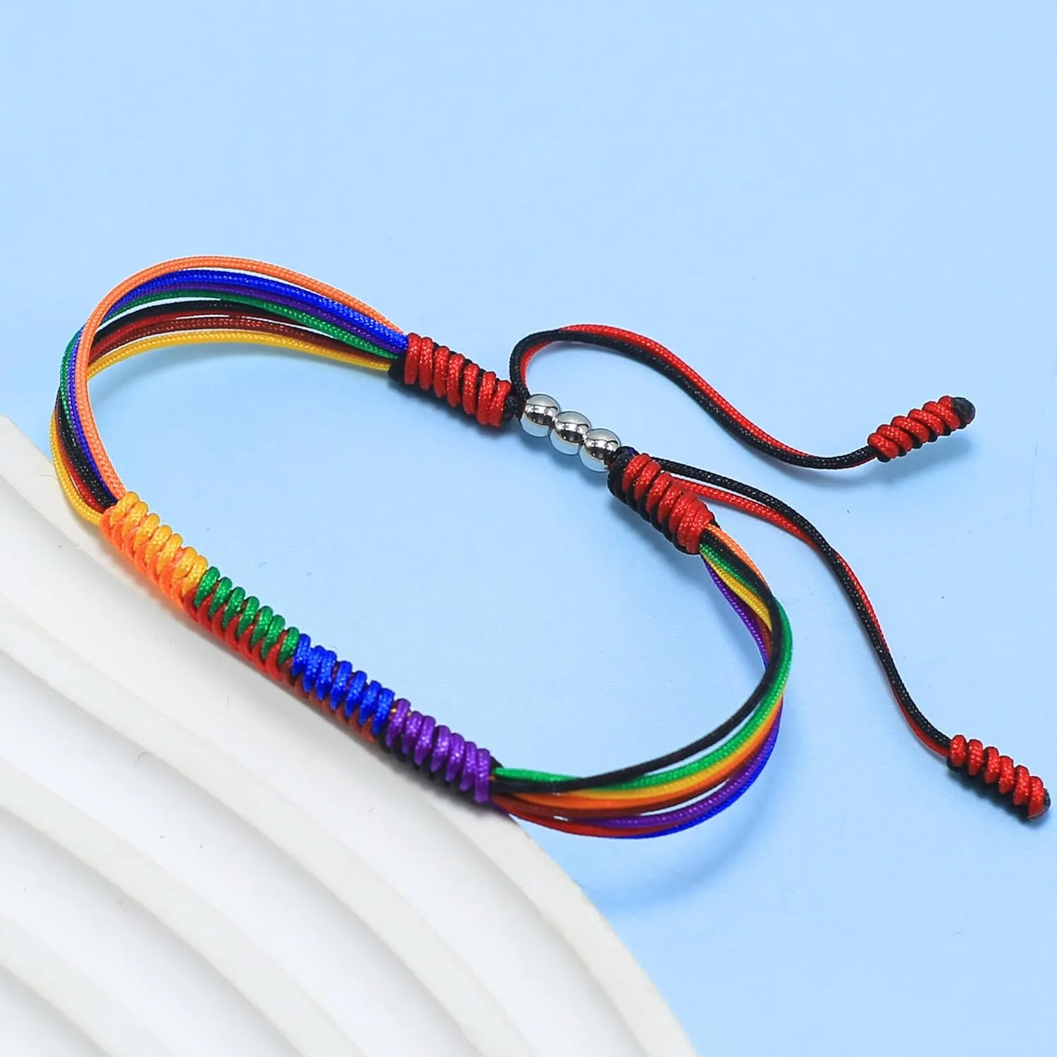 LAMIBEE LGBTQ String Bracelet, LGBTQ Pride Things Stuff Gifts, LGBTQ  Surfer Style Wrist Wrap Bracelet, Amulet and Boho Rope Bracelet Bangles for Women Men (LGBTQ Pride)