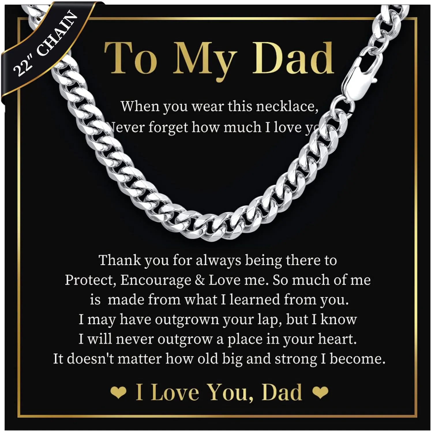 MEALGUET Curb Chain Necklace Gifts for Boys - Men's Cool Hip Hop 8mm Stainless Steel Cuban Link Chain Necklace for Men, Mens Jewelry Gifts for Boys Boyfriend Son Dad Graduation Father's Day,22 Inches