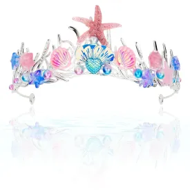 Mermaid Tiara for Women Pearl Mermaid Crown Adult Mermaid Headband Hair Accessories Costume women Mermaid Purple Blue Pink Tiaras Seashell Starfish Fish Tail
