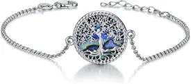 ONEFINITY Tree of Life Anklet Sterling Silver Abalone Shell/Blue Opal/Crystal Tree of Life Ankle Bracelet Tree Jewelry for Women Girls Gifts