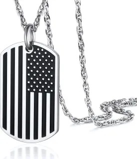 PROSTEEL American Flag Necklace for Men, USA Flag Eagle/Cross Pendant, Stainless Steel Dog Tag Necklace, US Patriotic Jewelry, 22"-24" Adjustable, Come with Box