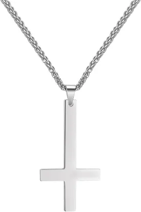 PROSTEEL Satanic Jewelry Upside Down Cross Necklace for Men Women, 316L Stainless Steel/925 Sterling Silver Inverted Cross/Leviathan Cross Pendant, Gothic Occult Necklace 22"-24" Adjustable