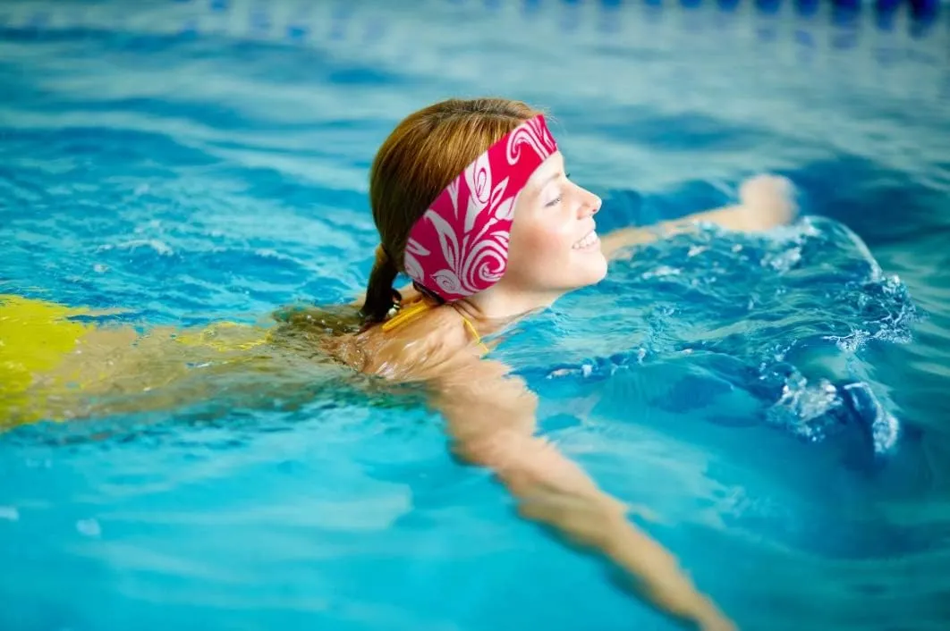 Qshare Swimming Headband & Silicone Earplugs  Best Design Ear Band to Protect Swimmer's Ears, Doctor Recommended to Keep Water Out and Earplugs in, 2 Sizes for Toddlers & Adults