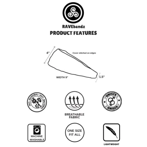 RAVEbandz The Pro - Wide Stretch Headband (Elephants)