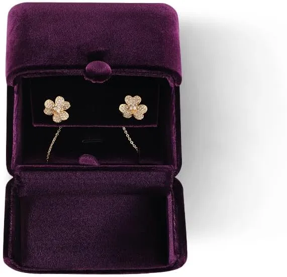 Resilient Velvet Earrings Necklace Dual-Purpose Storage Box, Stud Earring Display Box For Girlfriend Wife, Premium Jewelry Organizer Small Case