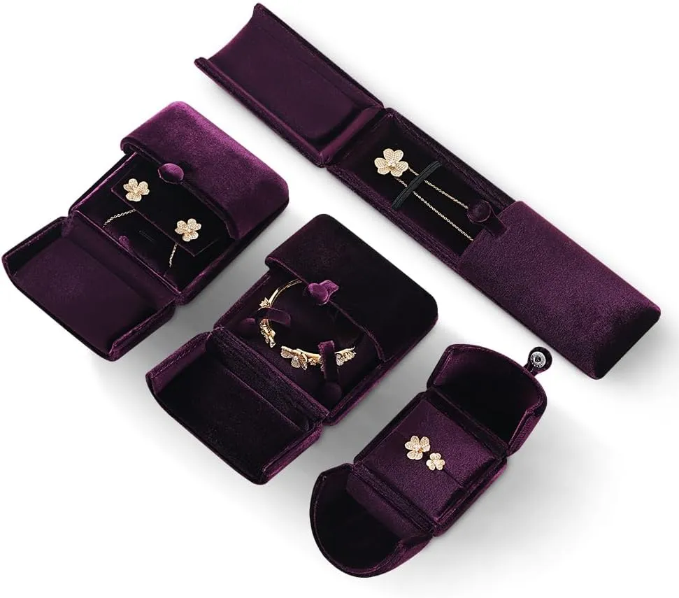 Resilient Velvet Earrings Necklace Dual-Purpose Storage Box, Stud Earring Display Box For Girlfriend Wife, Premium Jewelry Organizer Small Case