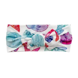 Seashell Ultra Soft Newborn Headband Bow, Viscose from Bamboo with Spandex Stretchy Material